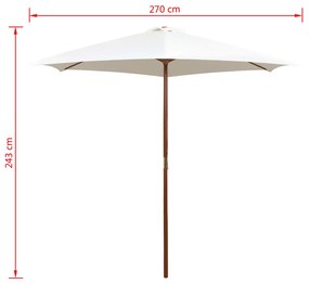 Guarda-sol com mastro em madeira 270x270 cm branco nata
