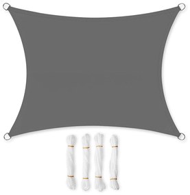 Guarda-sol SONGMICS 3 x 4 m, proteção solar para varandas e terraços, poliéster PES, 93% de bloqueio UV, repelente de água, cinza esfumaçado GSH34GYV1