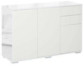 HOMCOM Aparador de Sala de Estar com 3 Portas 2 Gavetas e Prateleira Interior Ajustável para Cozinha Dormitório 117x36x74cm Branco