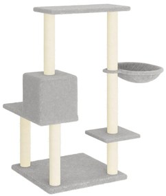 Árvore p/ gatos c/ postes arranhadores sisal 95 cm cinza-claro