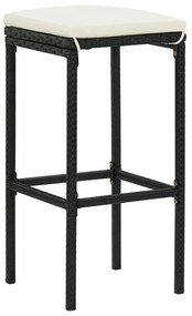 5 pcs conjunto de bar para jardim vime PE/acácia maciça preto