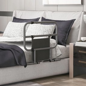 Grade para Cama Adulto Guarda de Segurança para Cama Dobrável com Bolso de Armazenamento 71x61x86-104 cm Cinza