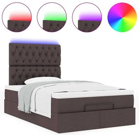 Estrutura de cama otomana com colchão 120x190cm castanho escuro