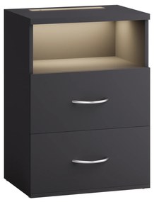 Mesa de cabeceira Jamie com iluminação integrada 55x40x28cm Antracite