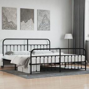 vidaXL Estrutura de cama com cabeceira e pés 200x200 cm metal preto