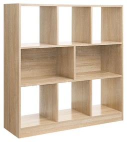 Estante de livros de madeira com prateleiras abertas para sala. | VASAGLE | 100 x 97,5 x 30 cm | natural | LBC52NL.