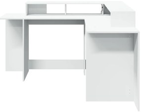 Secretária c/ luzes LED 152x152x91 cm derivados madeira branco