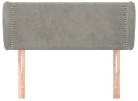 Cabeceira de cama c/ abas veludo 93x23x78/88 cm cinzento-claro