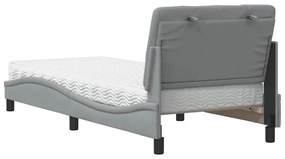 Cama com colchão 80x200 cm tecido cinzento-claro