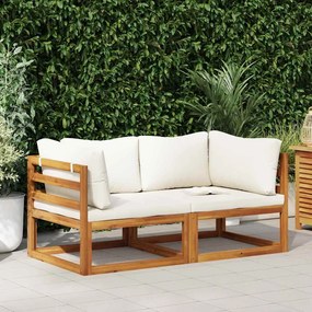 vidaXL Sofás de canto seccionais 2 pcs com almofadões branco nata