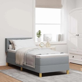 vidaXL Cama Box com Colchão em Cinza Claro, 80 x 200 cm, Tecido