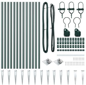 Conjunto de Postes de Cerca com Espeto 13 pcs Verde Ø32mm 60 cm