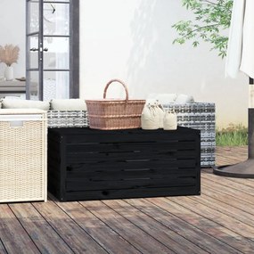 Caixa de jardim 101x50,5x46,5 cm madeira de pinho maciça preto