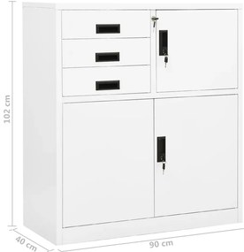 Armário de escritório 90x40x102 cm aço branco