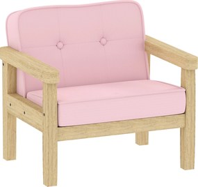 AIYAPLAY Poltrona Infantil Sofá para Crianças acima de 3 Anos com Tecido Suave de Veludo Cotelê Estrutura de Madeira 46,5x44x45 cm Rosa | Aosom Portugal