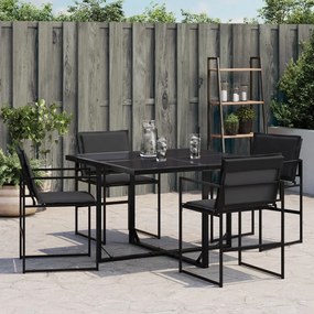 Cadeiras de jardim c/ almofadões 4 pcs aço e textilene preto