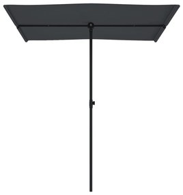 Guarda-sol de jardim com poste de alumínio 180x110 cm preto