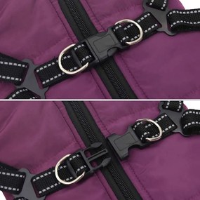 casaco para cães com arnês impermeável reflexivo roxo L40