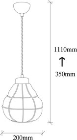 Candeeiro Suspenso Safderun – Cobre – Diâmetro 20 cm, Altura 111 cm