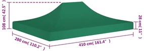 Teto para tenda de festas 4x3 m 270 g/m² verde