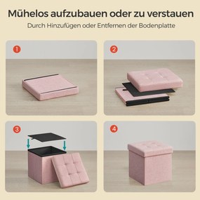 Banco com espaço de arrumação 30 x 30 x 30 cm rosa