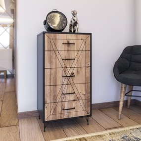Cómoda Planet – Antracite e Carvalho – 50x95x40 cm