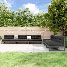 vidaXL 6 pcs conjunto lounge de jardim pinho maciço cinzento