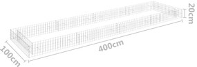Canteiro elevado/cesto gabião 400x100x20 cm aço galvanizado