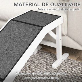 Rampa para Cães de Madeira com Tapete Antiderrapante para Cães Pequenos Médios e Grandes 152x40x50 cm Branco e Cinzento