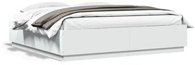 vidaXL Estrutura cama c/ luzes LED 200x200cm derivados madeira branco