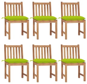 vidaXL Cadeiras de jardim 6 pcs c/ almofadões madeira de teca maciça