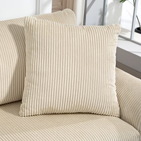 Sofá de 3 Lugares Moderno 212x80x88 cm Sofá Sala de Estar Estofado com 2 Almofadas Apoio de Braços e Estrutura de Aço Creme