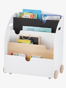 Estante para livros com rodas Montessori, linha School branco claro bicolor/multicolo
