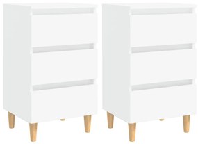 vidaXL Mesas de cabeceira pernas de madeira 2pcs 40x35x69cm branco