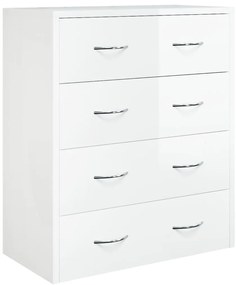 Aparador com 4 gavetas 60x30,5x71 cm branco brilhante