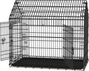 Gaiola para cães, caixa de transporte dobrável, metal 120 x 72,5 x 109 cm Preto