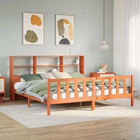 vidaXL Cama com estante sem colchão 180x200 cm madeira maciça