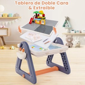 Conjunto de cavalete e mesa de arte infantil convertível 2 em 1 para actividades com mesa giratória amovível e mais de 100 acessórios