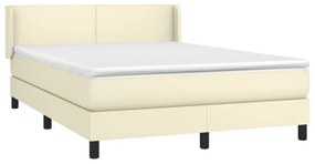 Cama com molas/colchão 140x190 cm couro artificial cor creme