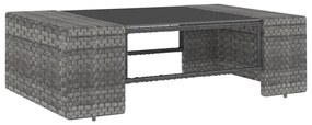 10 pcs conjunto lounge de jardim c/ almofadões vime PE cinzento