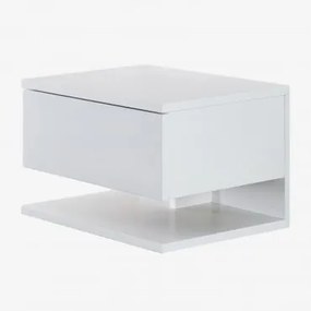 Mesa De Cabeceira Flutuante 40x30 Cm Com Gaveta Griviza Branco - Sklum