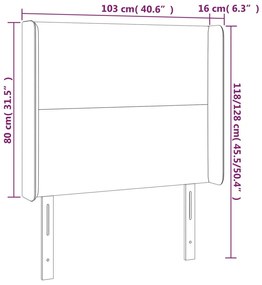 Cabeceira cama c/ LED couro artif. 103x16x118/128 cm cappuccino