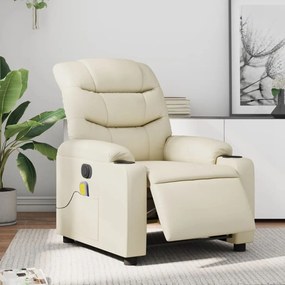 3206593 vidaXL Poltrona massagens reclinável elétrica couro artificial creme