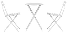 Conjunto de Bistro Dobrável de 3 Peças vidaXL Branco Aço
