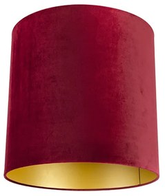 Abajur de veludo vermelho 40/40/40 com interior dourado