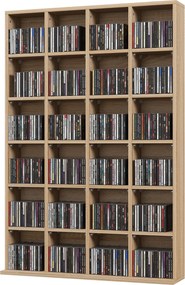 Móvel multimédia com capacidade para 456 CDs/336 DVDs - estante de madeira com prateleiras ajustáveis, 89 x 130,5 cm, madeira natural