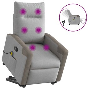 Poltrona elétrica elevatória massagens tecido cinzento-nublado