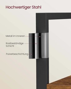 Estante com estrutura em metal 24 x 128 x 166 cm e 14 prateleiras em castanho e preto