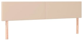 Cabeceira cama c/ LED couro artificial 200x5x78/88cm cappuccino