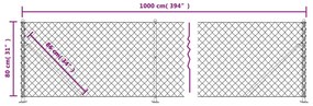 Cerca de arame com flange 0,8x10 m antracite